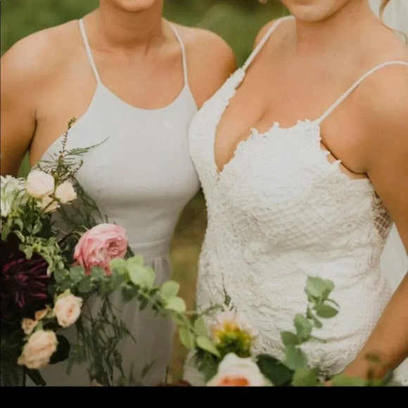 Park & Fifth Rosewood Halter Maxi Dress Dove Grey Size 4 - Picture 7 of 15